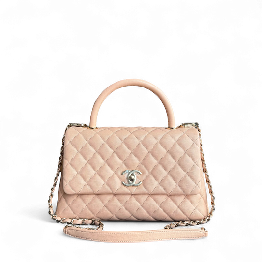 Chanel Coco Handle Medium - Caviar Quilted Grained Calfskin Beige Gold Hardware Series 31