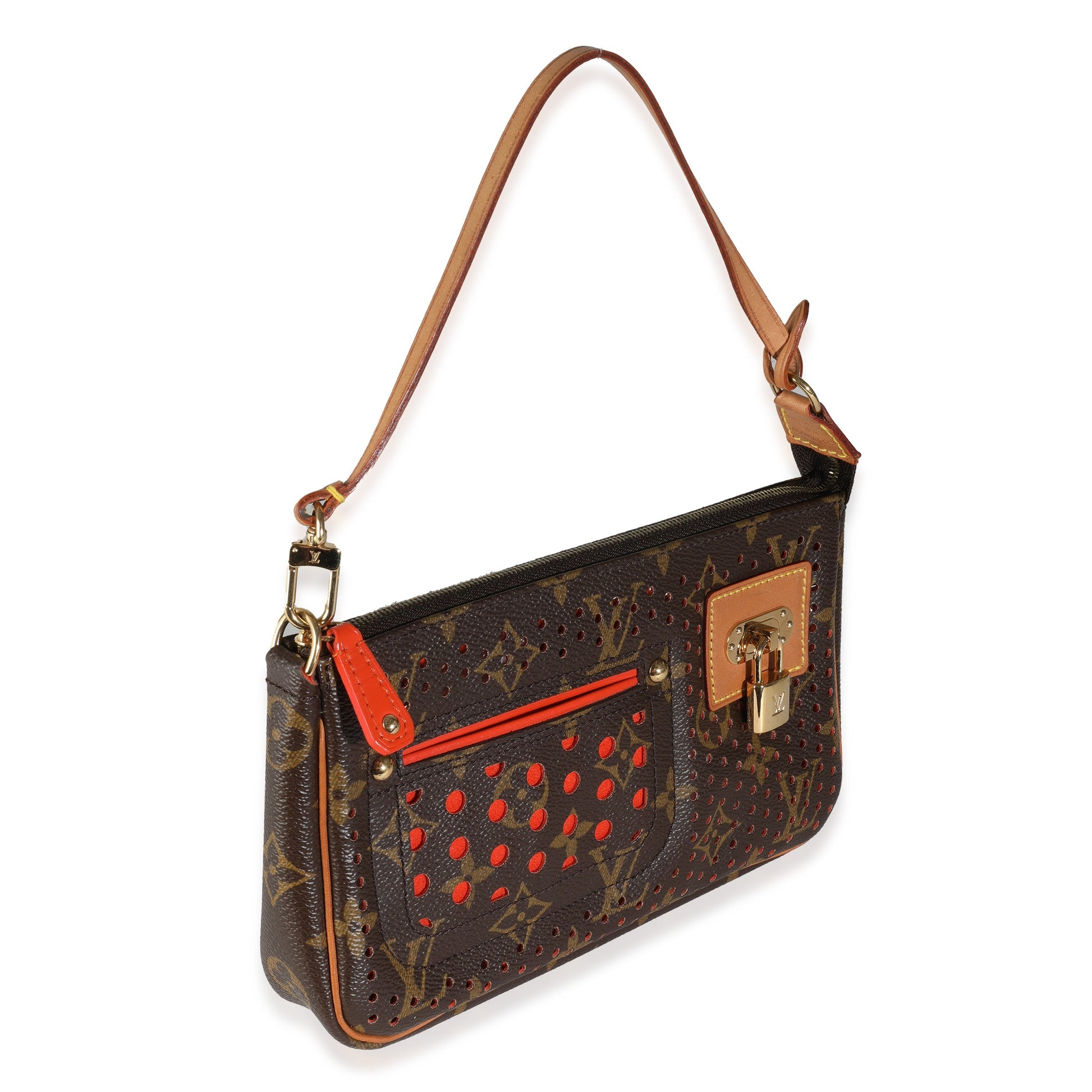  Louis Vuitton Orange Perforated Monogram Canvas Pochette Accessoires