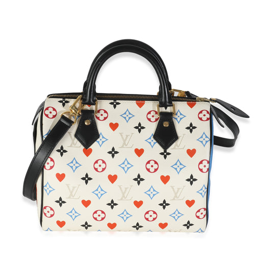 Louis Vuitton White Canvas Game On Speedy Bandouliere 25
