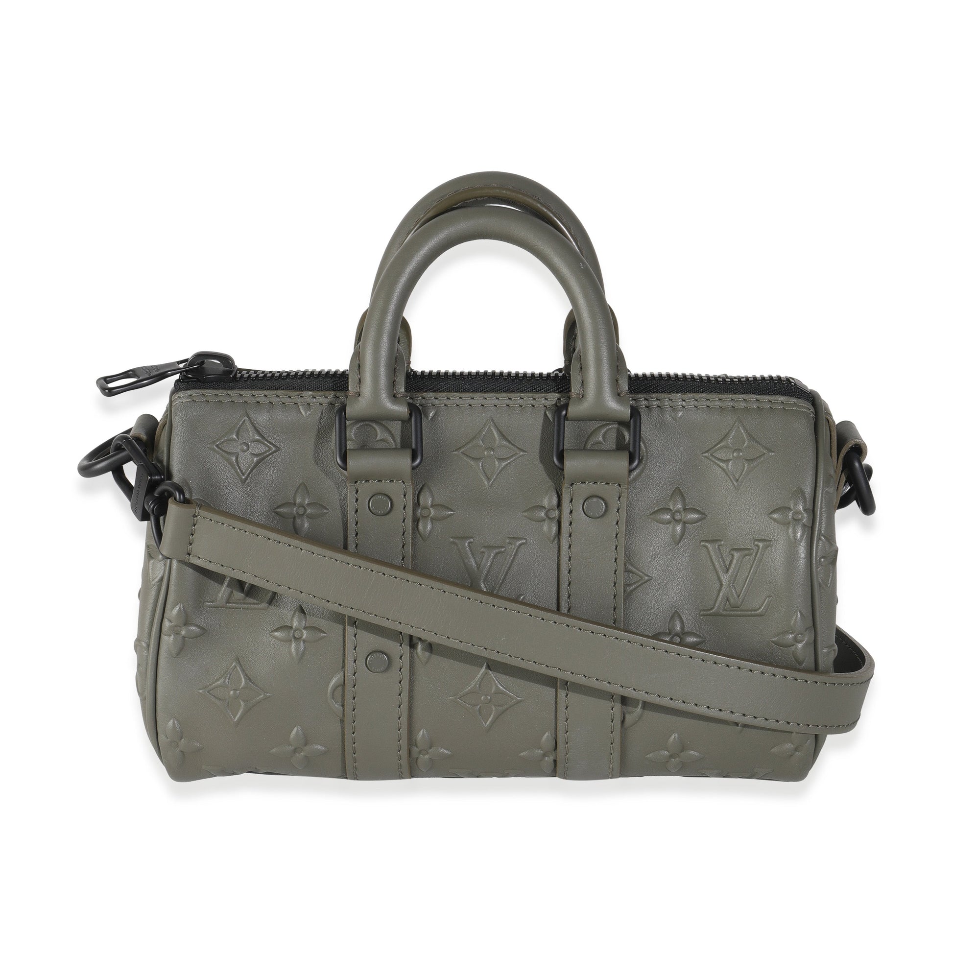 Louis Vuitton Khaki Embossed Monogram Seal Keepall XS