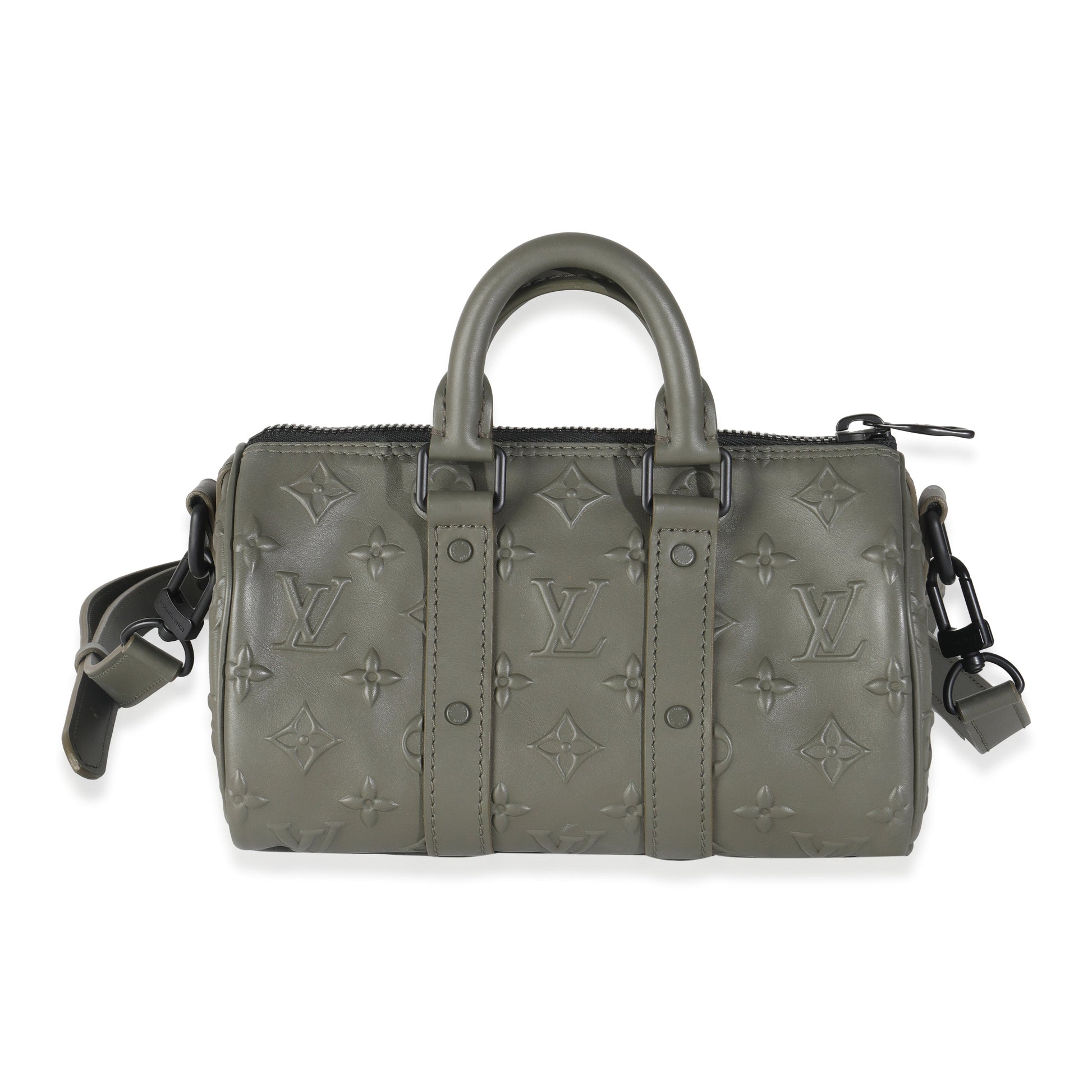 Louis Vuitton Khaki Embossed Monogram Seal Keepall XS