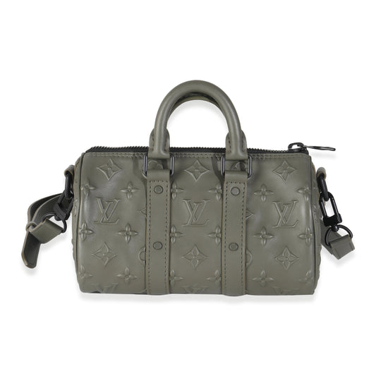 Louis Vuitton Khaki Embossed Monogram Seal Keepall XS