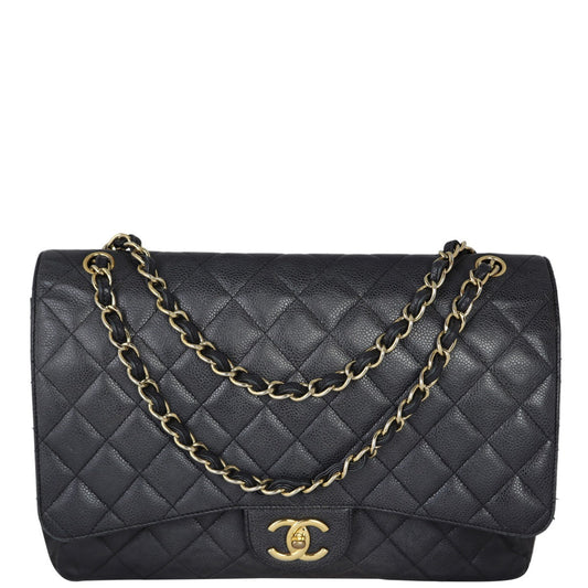 Chanel Classic Double Flap Maxi | Black Quilted Caviar