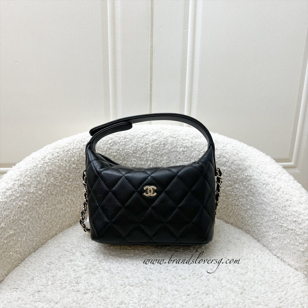 Chanel Classic Quilted Hobo Clutch on Chain in Black Caviar and LGHW (Model: AP4386) Shoulder Bag