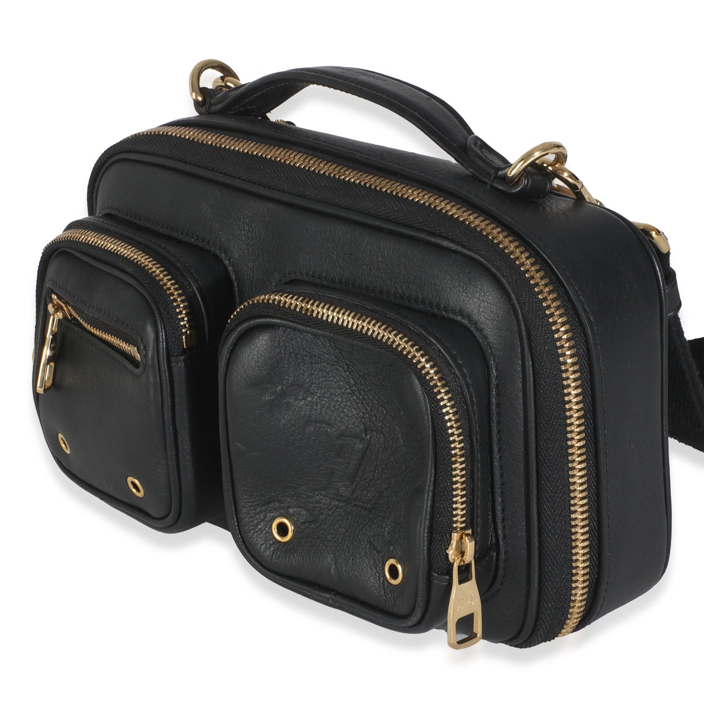  Louis Vuitton Black Monogram Embossed Calfskin Utility Crossbody