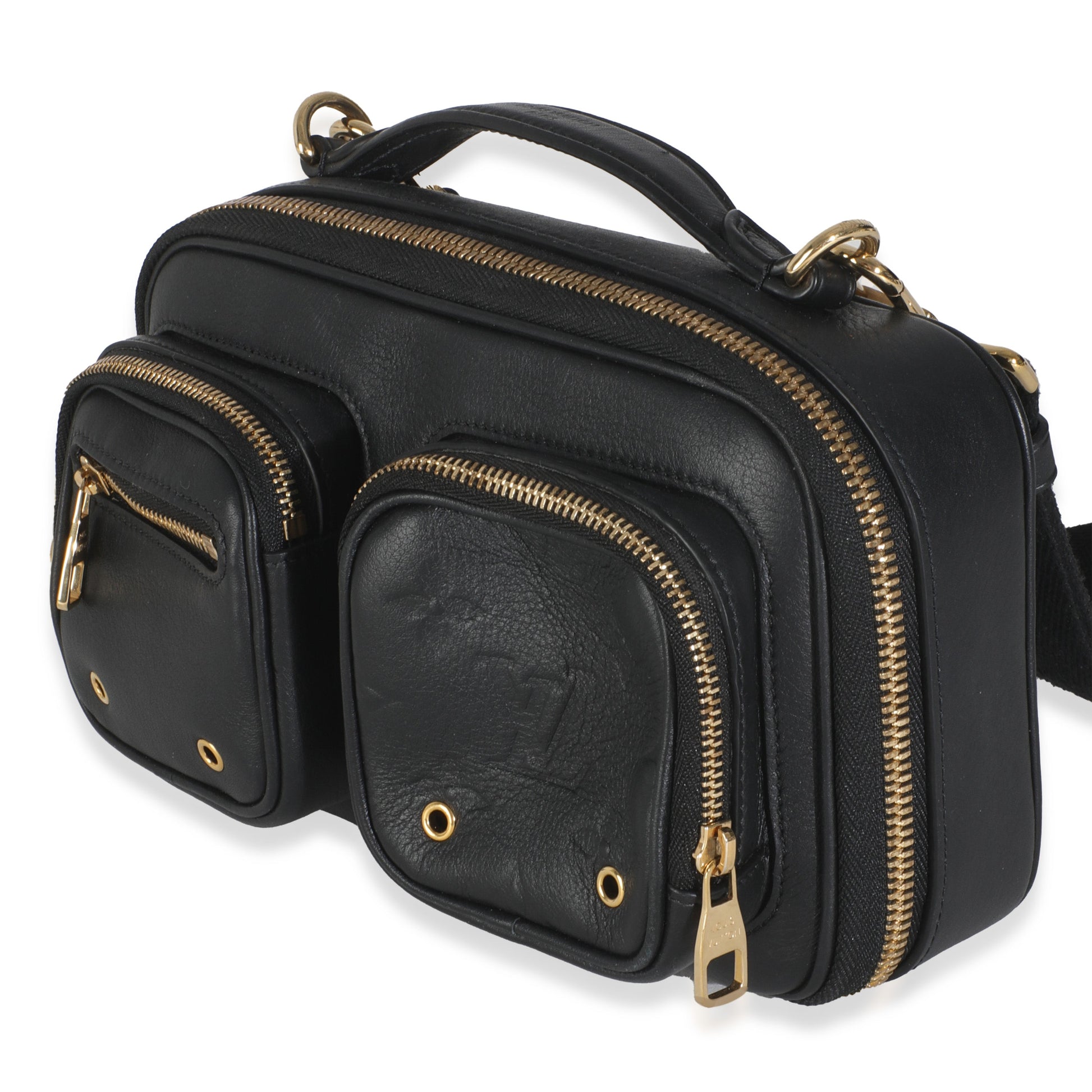 Louis Vuitton Black Monogram Embossed Calfskin Utility Crossbody