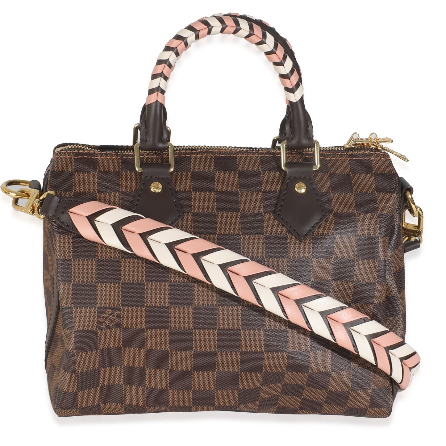 Louis Vuitton Damier Ebene Canvas Braided Speedy Bandouliere 25