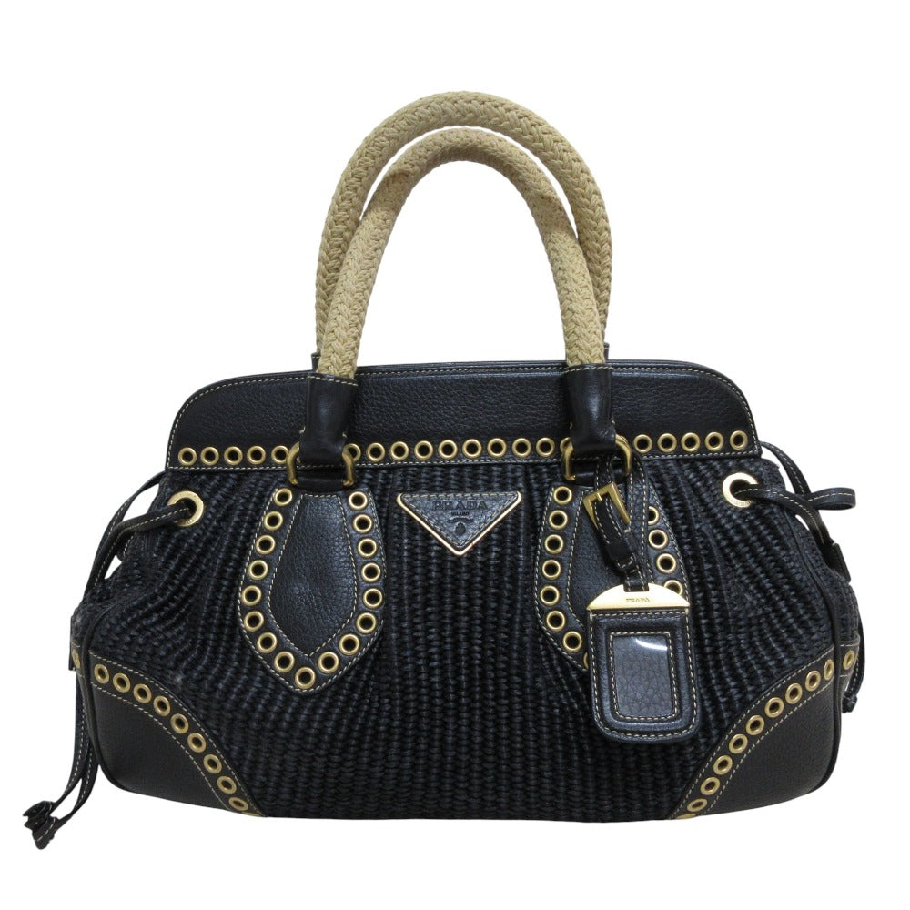 Prada Raffia Leather 2way Bag