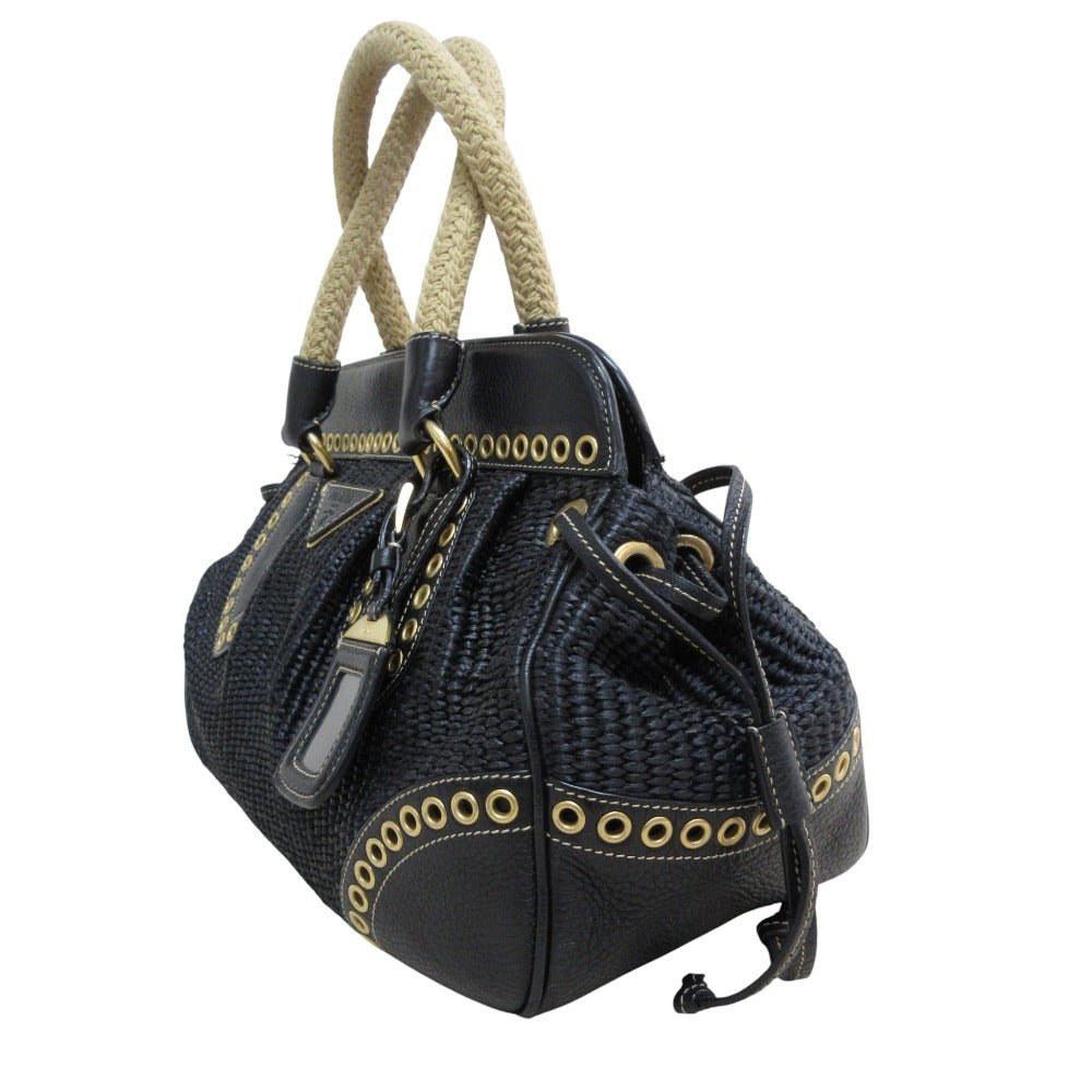 Prada Raffia Leather 2way Bag