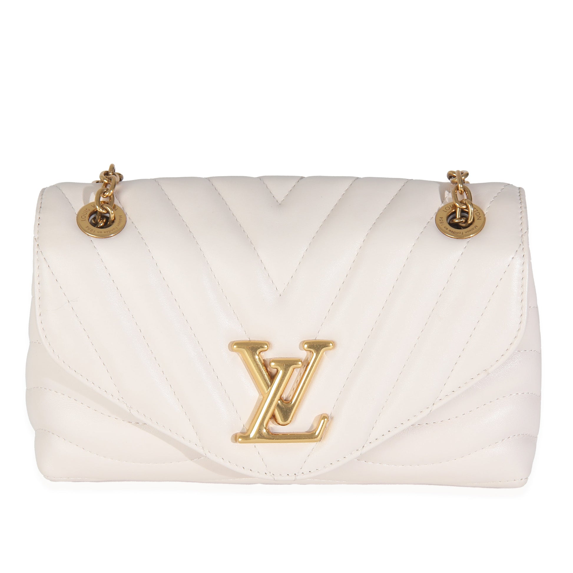 Louis Vuitton Ivory Quilted Calfskin New Wave Chain Bag
