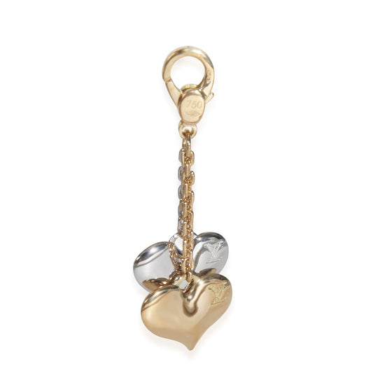 Louis Vuitton White Gold & Yellow GoldDouble Heart Charm