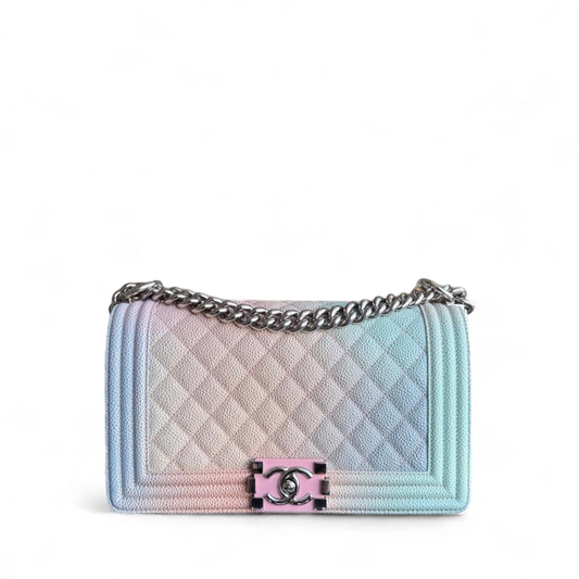 Chanel Boy Medium - Caviar 25CM Quilted Grained Calfskin Rainbow Limited Edition Series 25