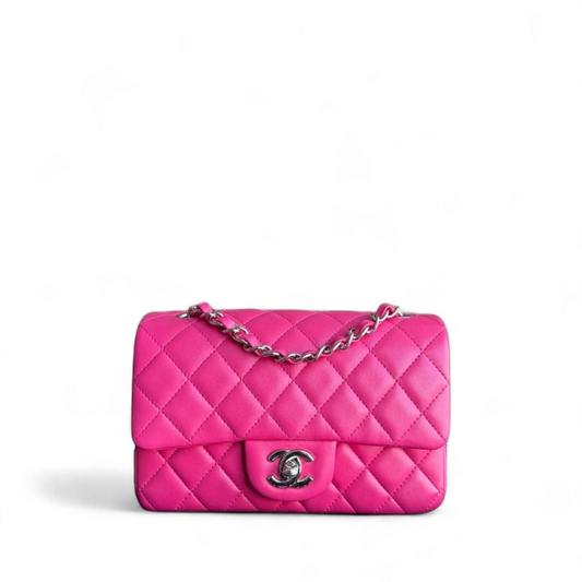 Chanel Classic Flap Mini Rectangle - 20CM Quilted Lambskin Pink Gold Hardware Series 19