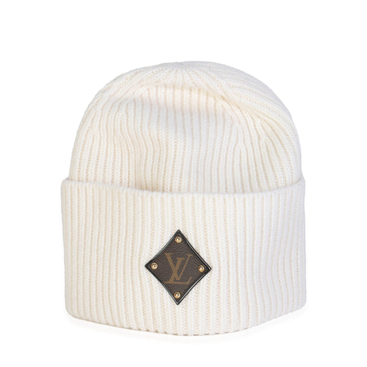 Louis Vuitton Ivory WoolInitials Monogram Beanie Hat