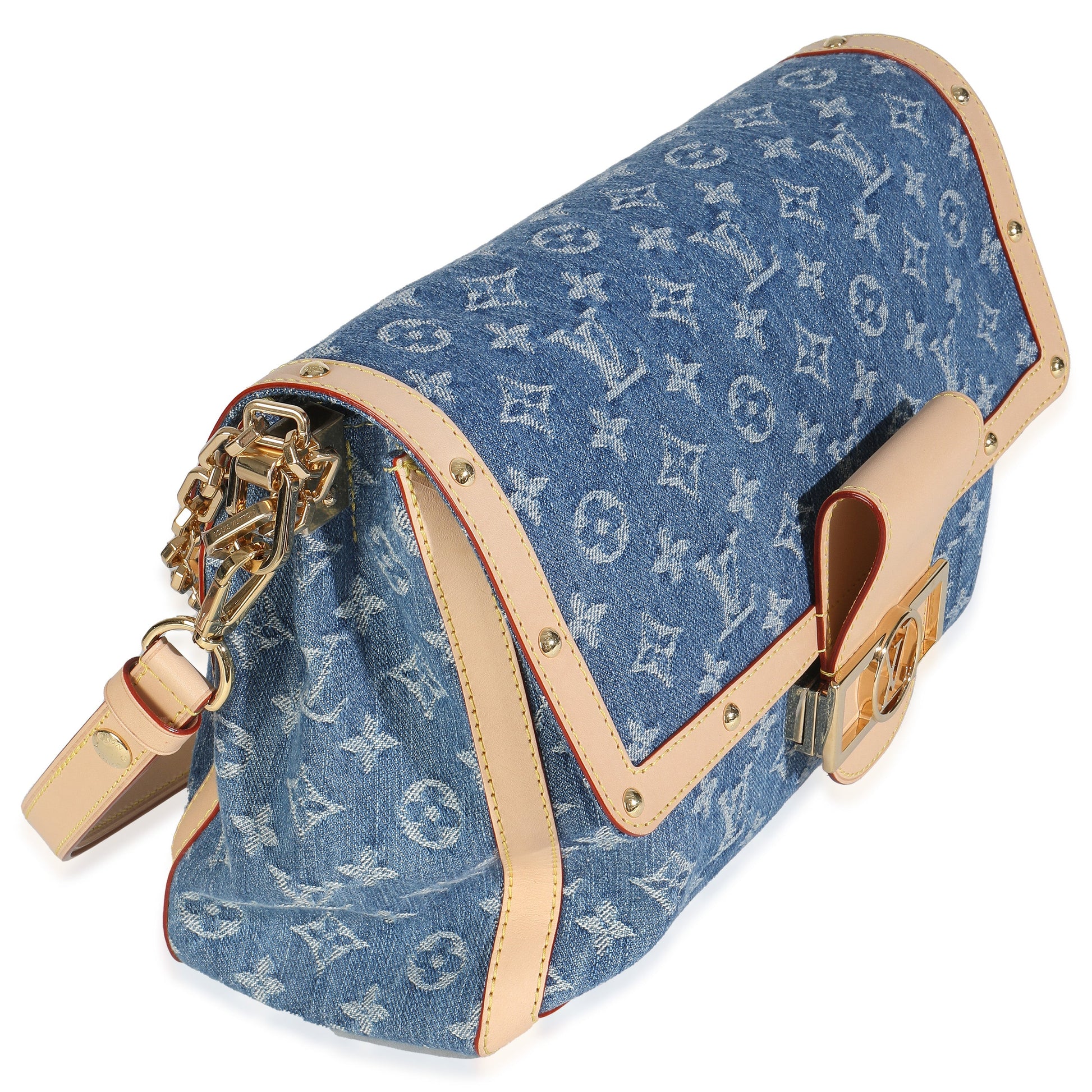  Louis Vuitton Blue Monogram Denim Dauphine Soft GM