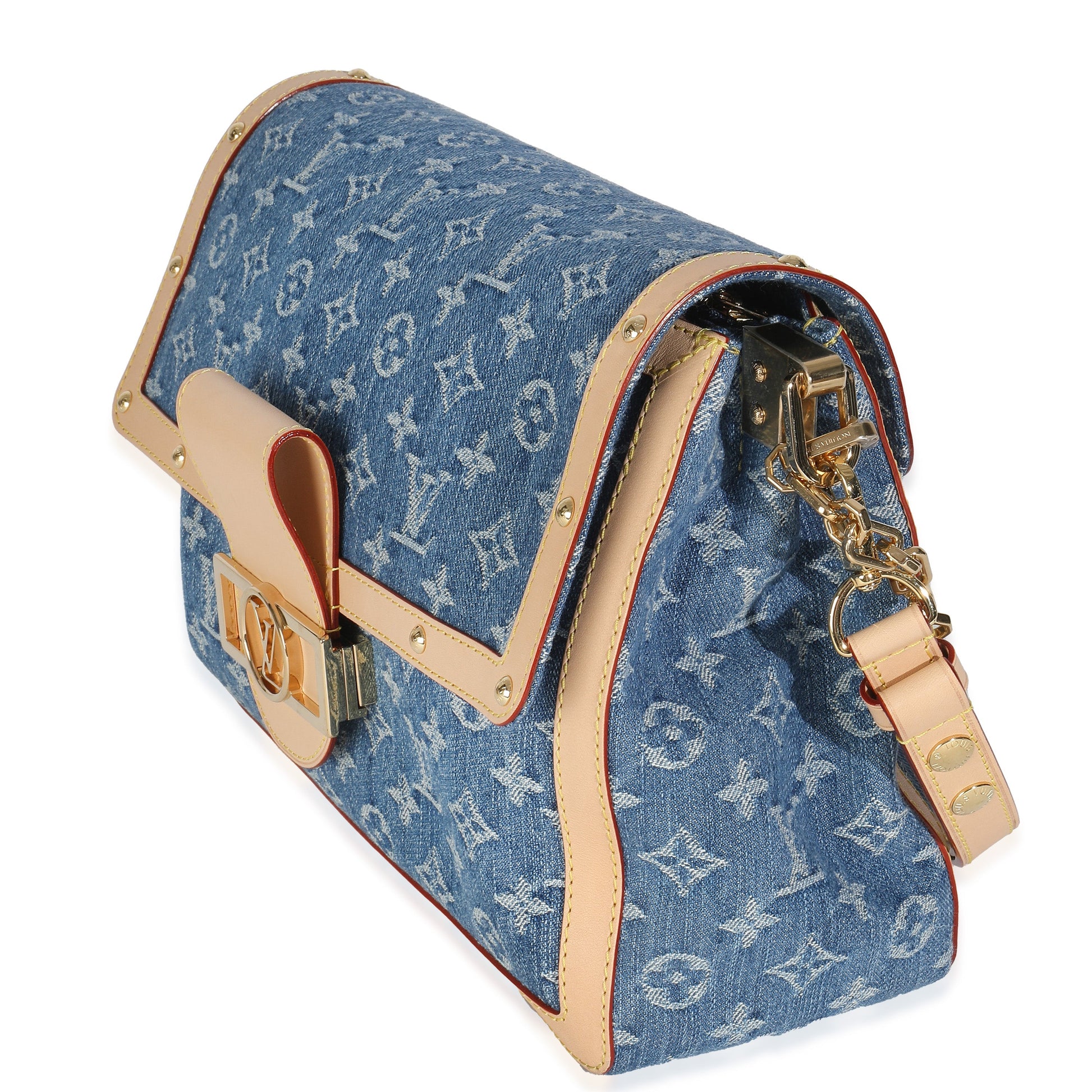  Louis Vuitton Blue Monogram Denim Dauphine Soft GM