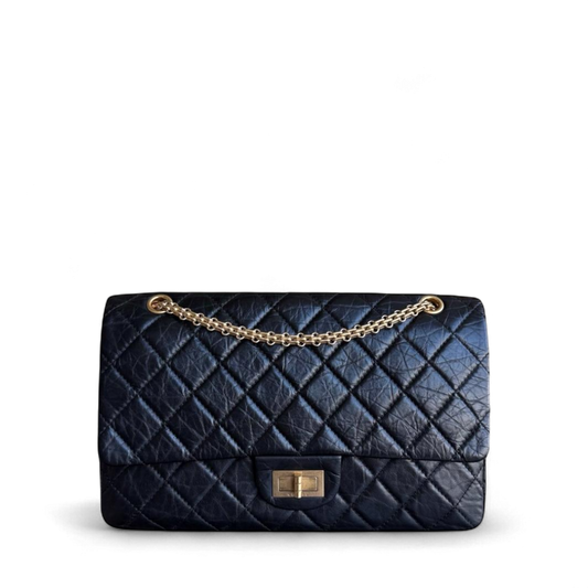 Chanel 2.55 Reissue 227 - Quilted Aged Calfskin Black Gold Hardware Series 17