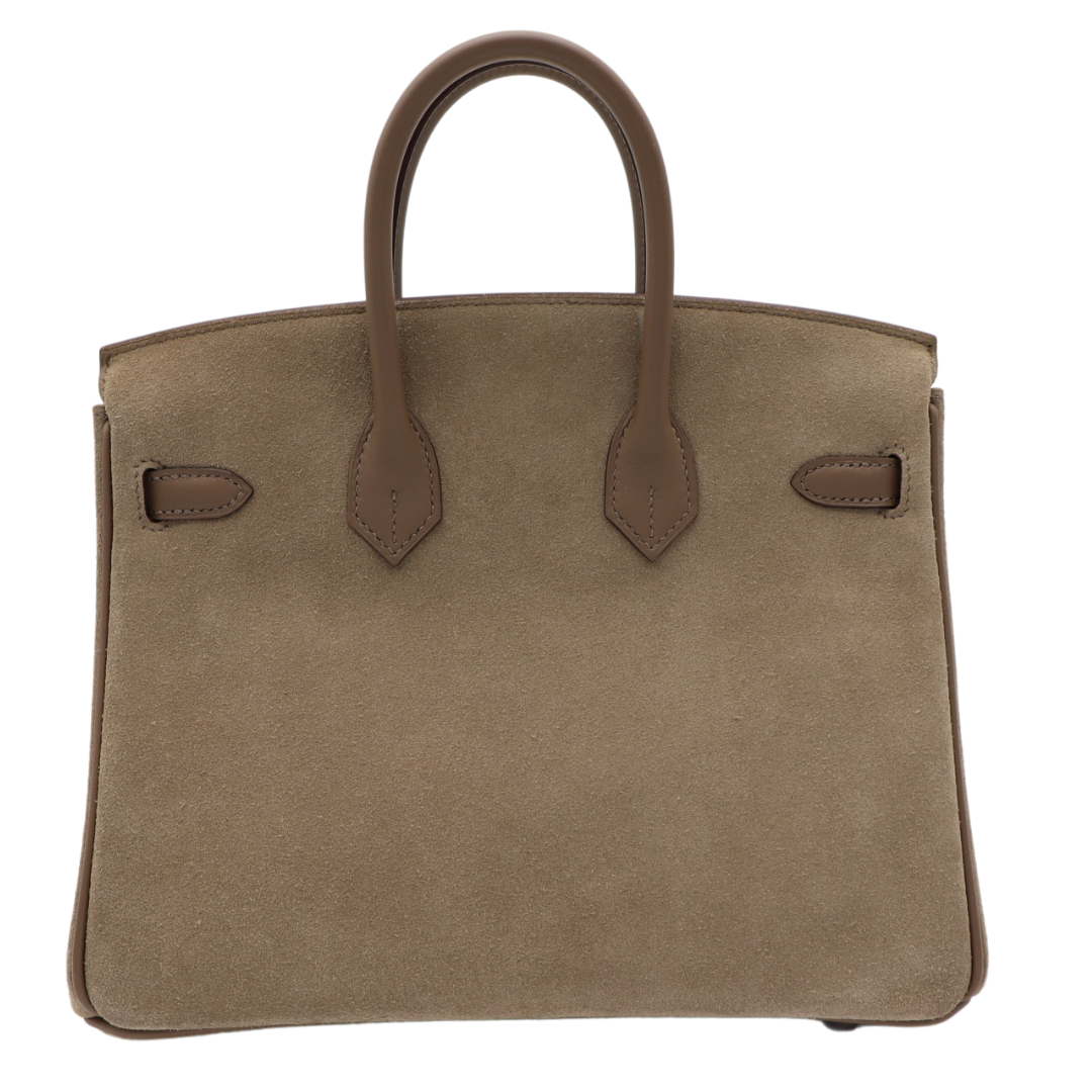 Hermes25cm Birkin Grizzly Etoupe/ Gris Caillou Palladium Hardware
