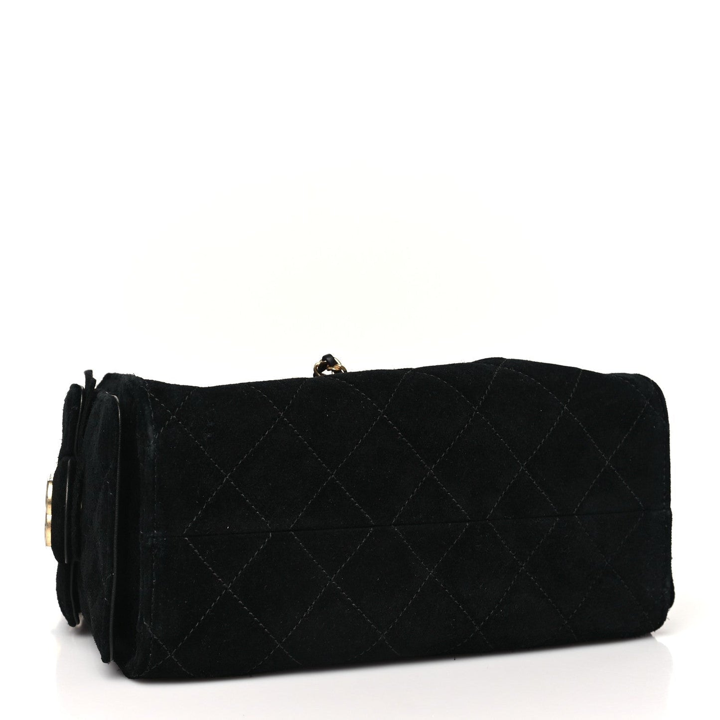 Suede Quilted Mini Chanel 25 Handbag Black