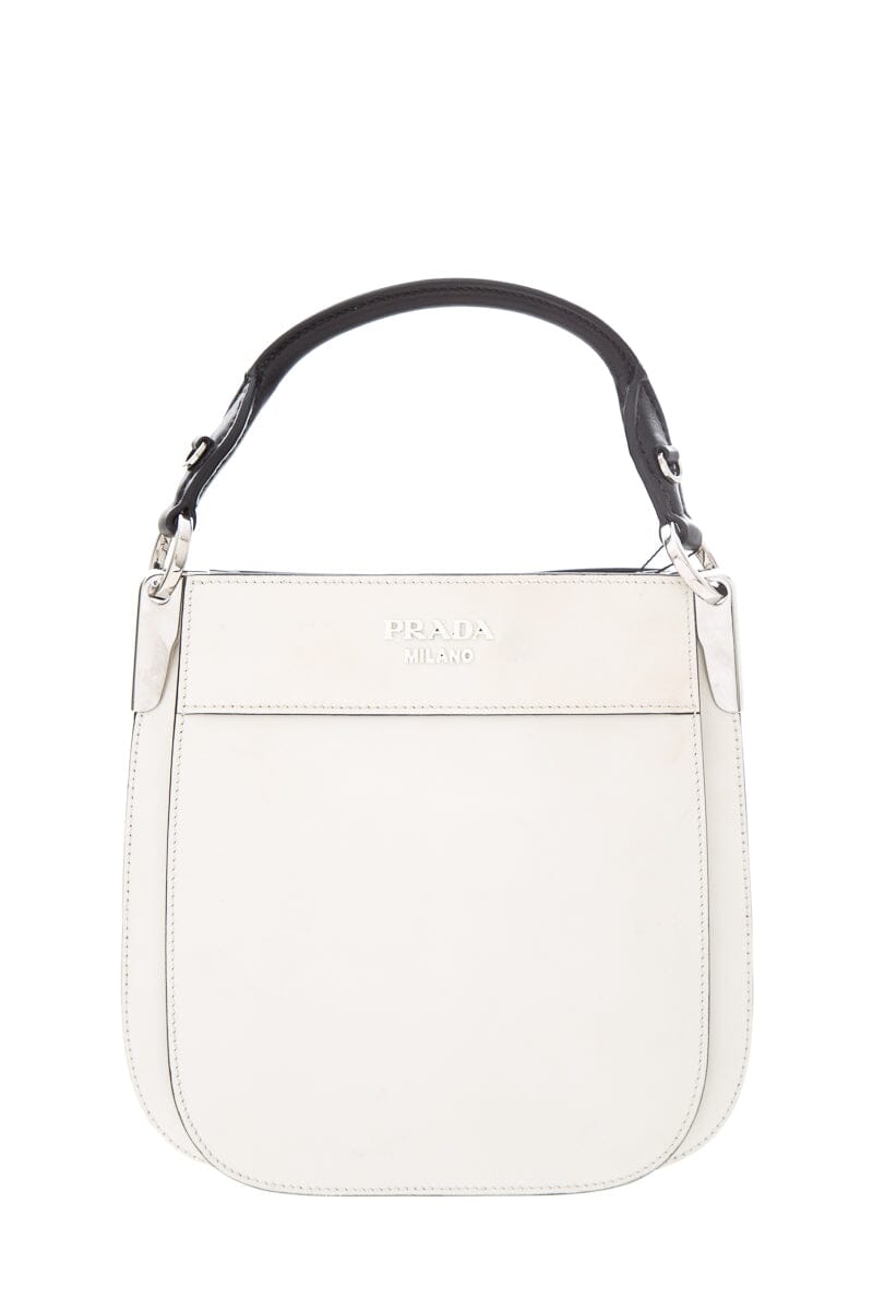 Prada City Calfskin Black & White Margit Cross-Body Luxury Handbag