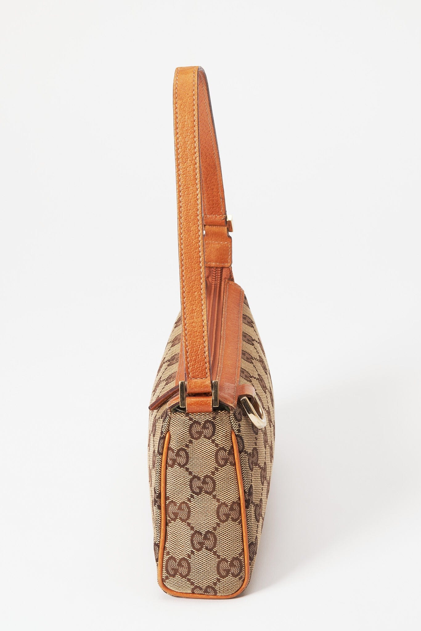 Gucci Nylon Pochette Leather Canvas Shoulder Bag