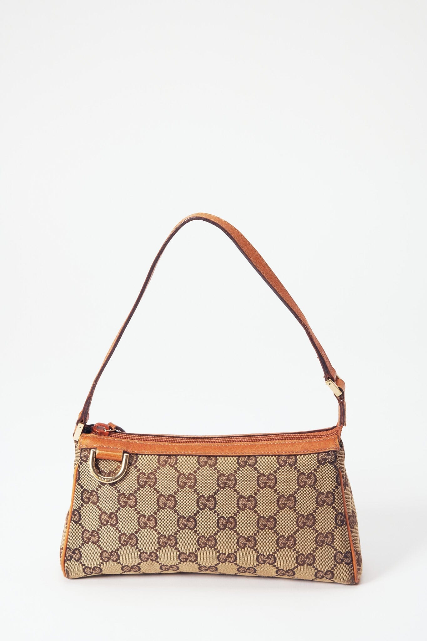 Gucci Nylon Pochette Leather Canvas Shoulder Bag