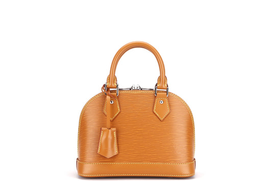 LOUIS VUITTON ALMA BB, GOLD MIEL EPI LEATHER, WITH STRAP, KEYS, LOCK, DUST COVER & BOX Handbag