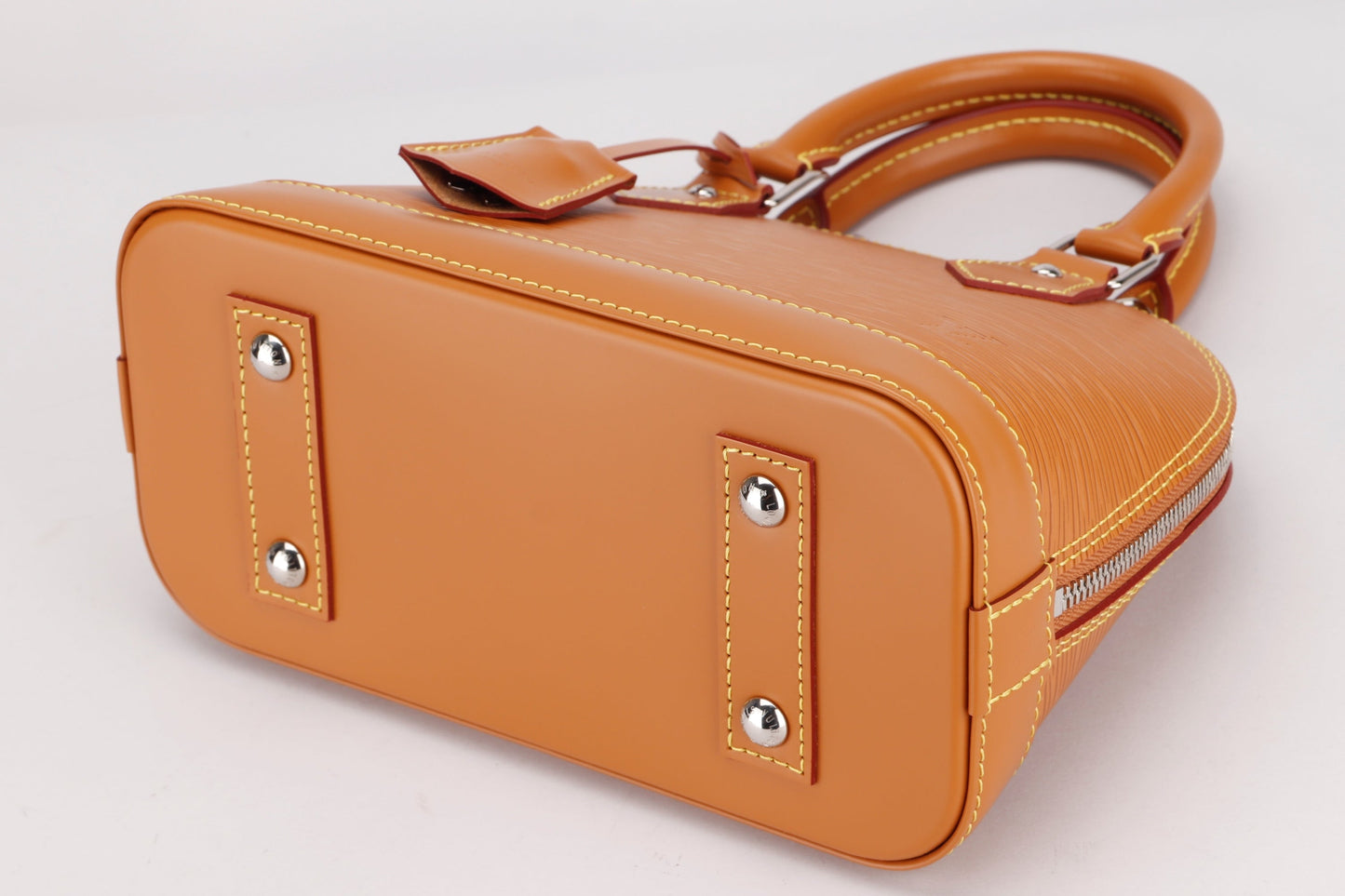 LOUIS VUITTON ALMA BB, GOLD MIEL EPI LEATHER, WITH STRAP, KEYS, LOCK, DUST COVER & BOX Handbag
