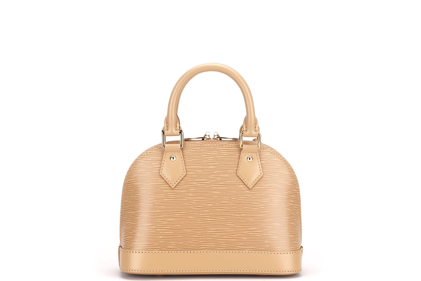 LOUIS VUITTON ALMA BB, CAMEL COLOR EPI LEATHER, WITH STRAP, KEYS, LOCK, DUST COVER & BOX Handbag