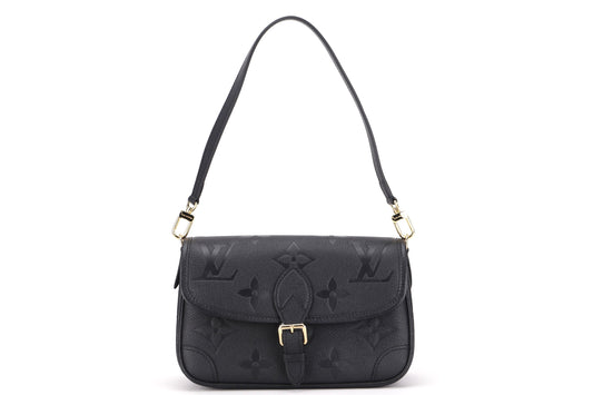 LOUIS VUITTON DIANE BLACK MONOGRAM EMPREINTE LEATHER, WITH STRAP, DUST COVER & BOX Handbag