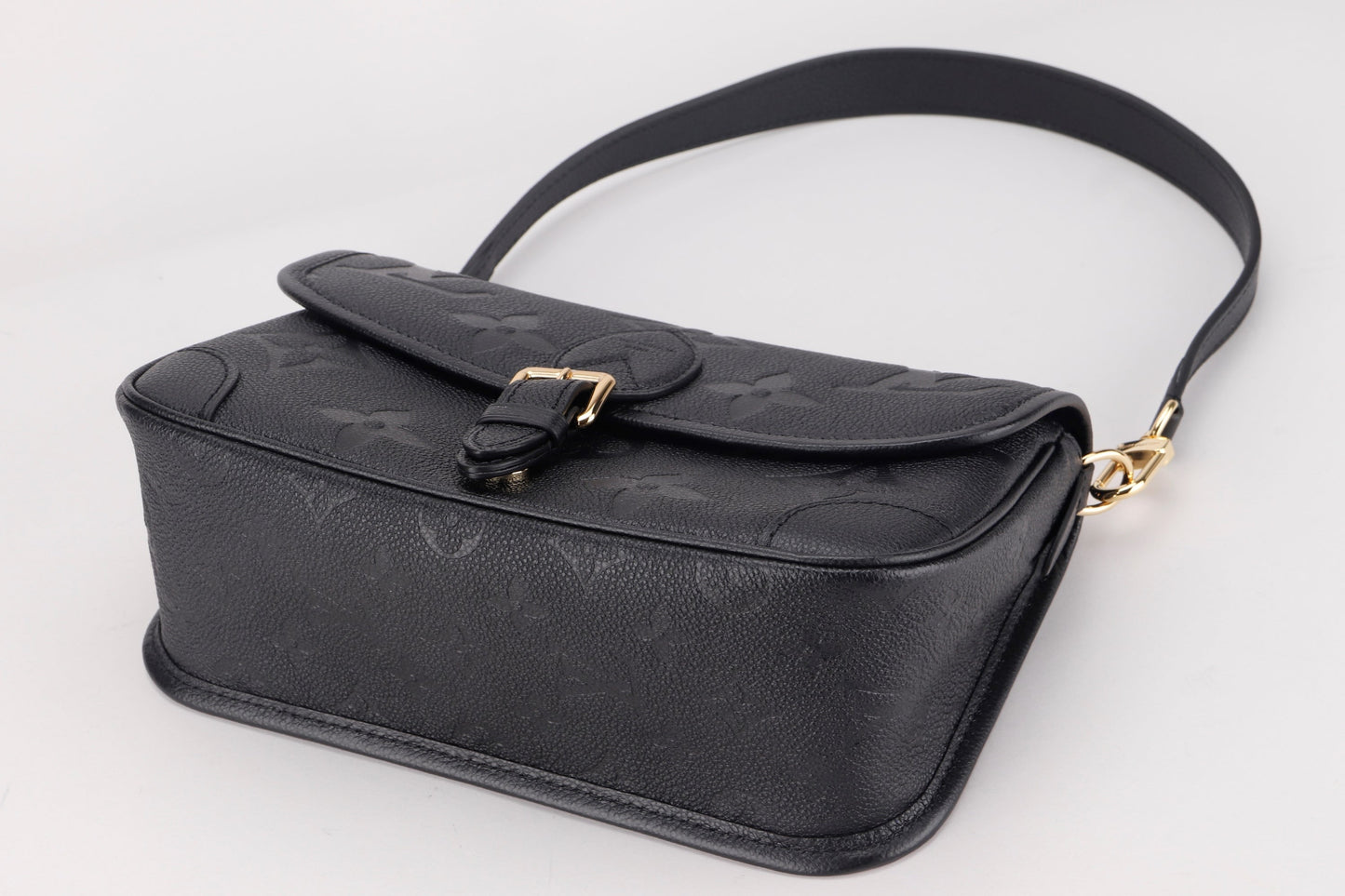 LOUIS VUITTON DIANE BLACK MONOGRAM EMPREINTE LEATHER, WITH STRAP, DUST COVER & BOX Handbag
