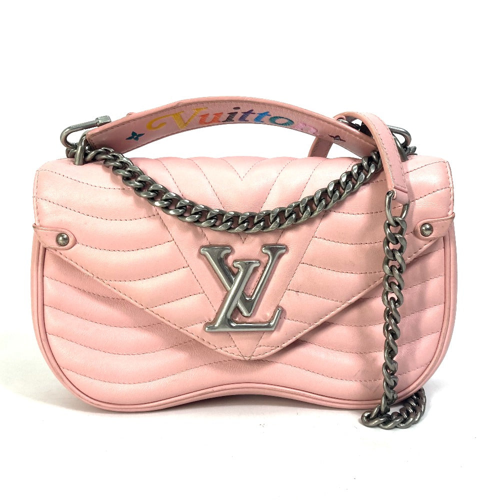 LOUIS VUITTON Shoulder Bag leather pink Crossbody New Wave Chain Bag MM Women