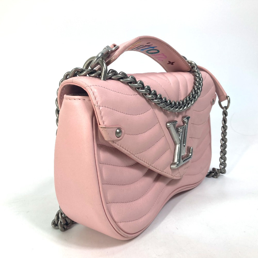 LOUIS VUITTON Shoulder Bag leather pink Crossbody New Wave Chain Bag MM Women