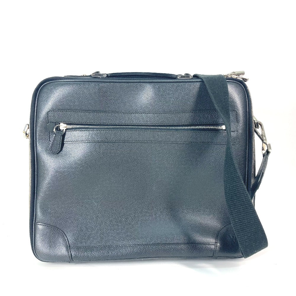 LOUIS VUITTON Business bag Taiga Leather black Taiga Porto Ordinatour Odessa mens