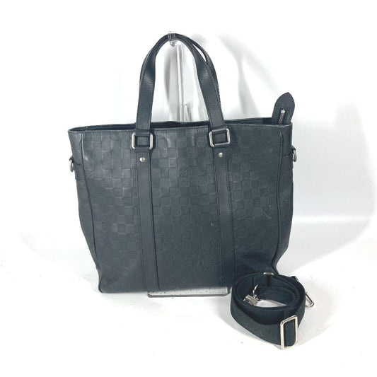 LOUIS VUITTON Tote Bag Damier Anfini Leather black Damier Anfini Tadao PM mens