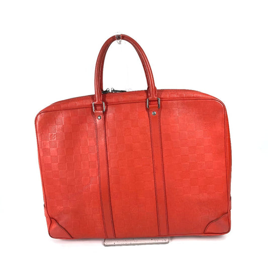 LOUIS VUITTON Business bag N41143 Damier Anfini Leather Red Damier Anfini Porto Document Voyage PDV mens