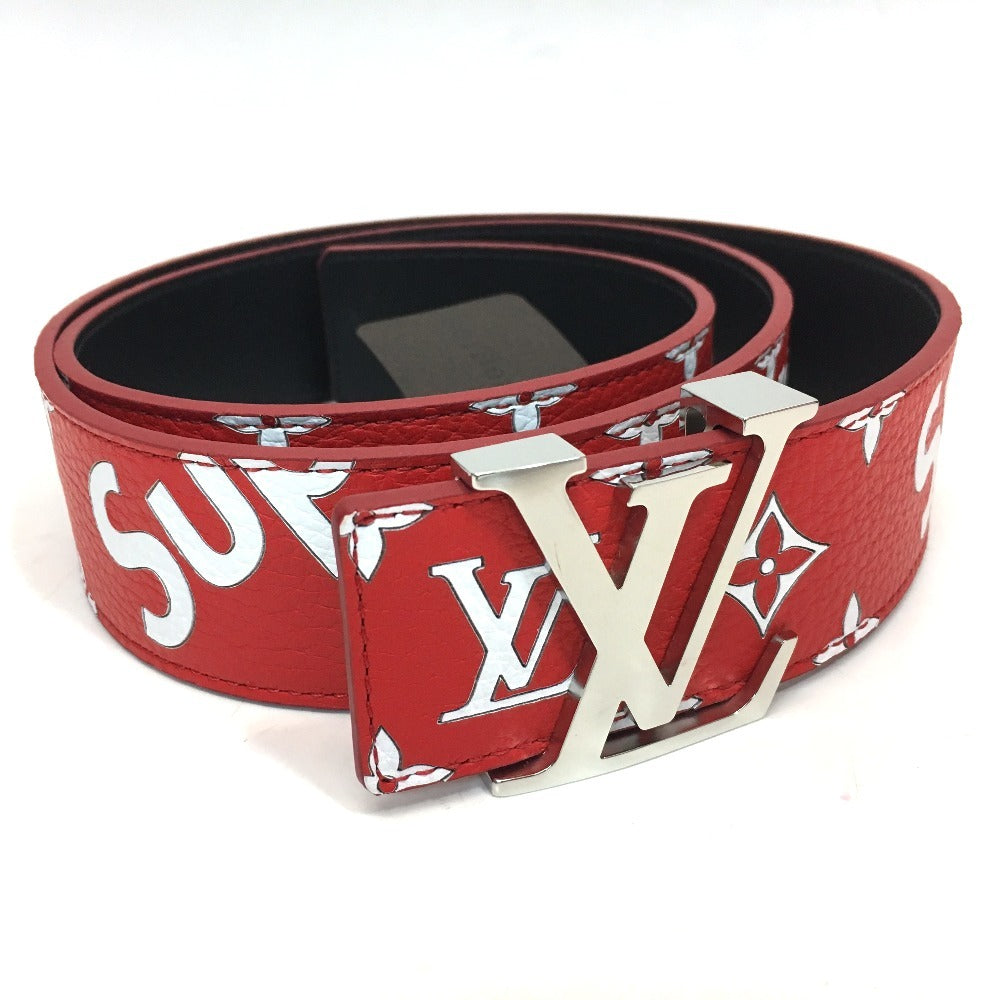 LOUIS VUITTON belt leather Red Louis Vuitton x Supreme Monogram Saintur LV Initial mens 100/40