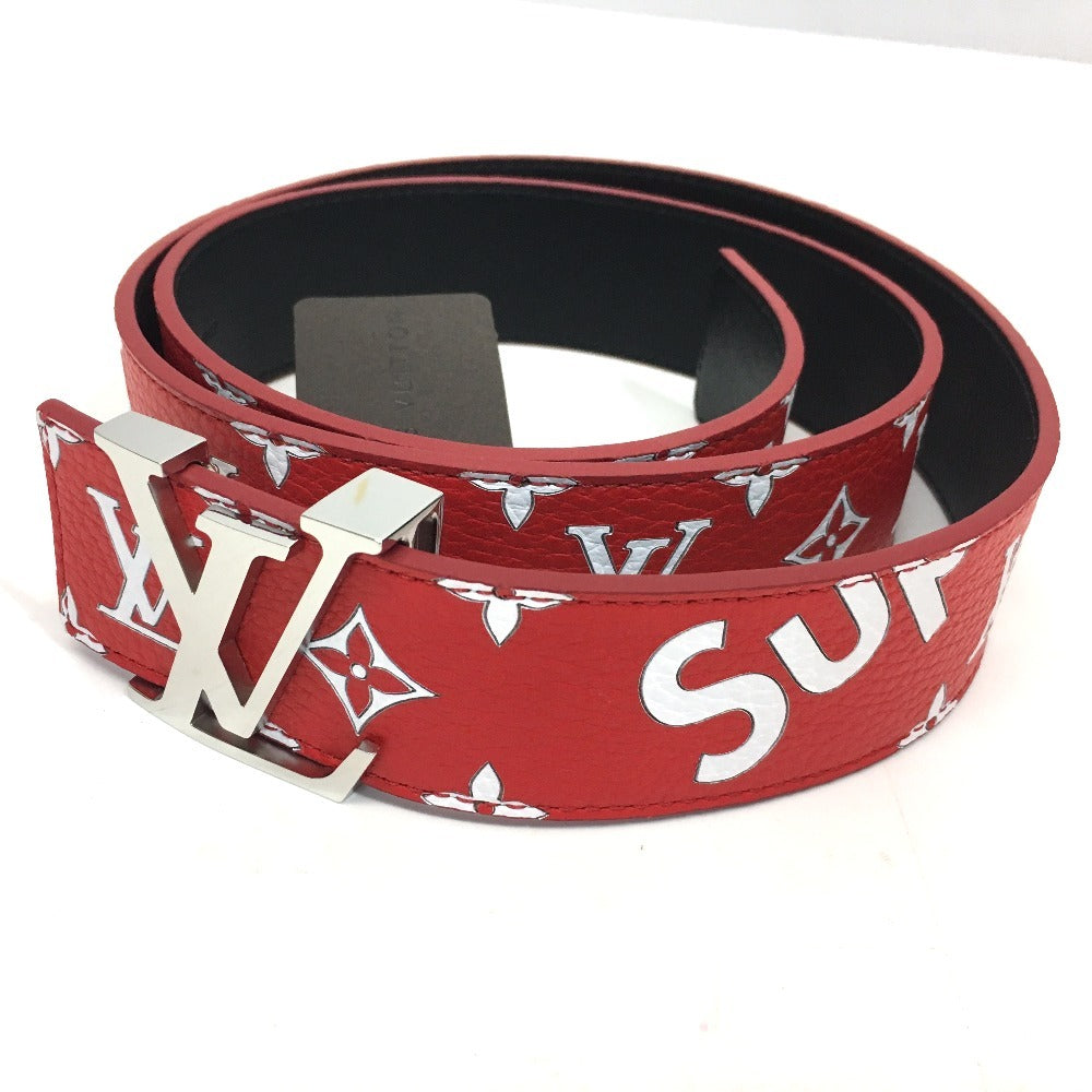 LOUIS VUITTON belt leather Red Louis Vuitton x Supreme Monogram Saintur LV Initial mens 100/40