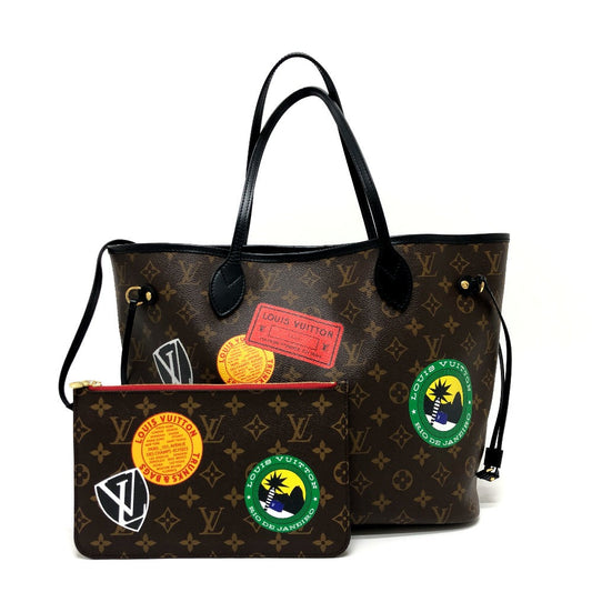 LOUIS VUITTON Tote Bag Monogram macacer canvas Brown World tour Neverfull MM