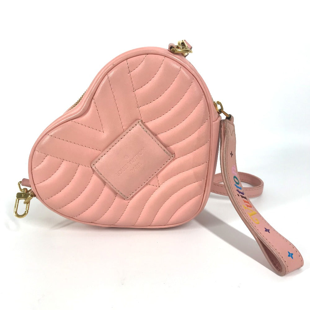 LOUIS VUITTON Shoulder Bag leather pink New Wave Heart LV logo