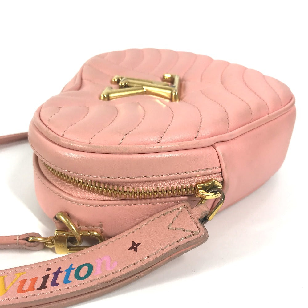 LOUIS VUITTON Shoulder Bag leather pink New Wave Heart LV logo