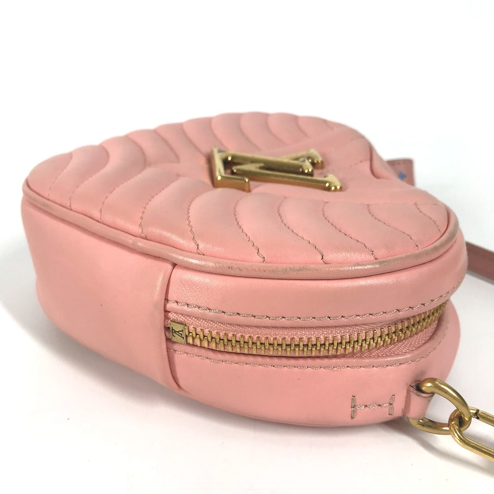 LOUIS VUITTON Shoulder Bag leather pink New Wave Heart LV logo