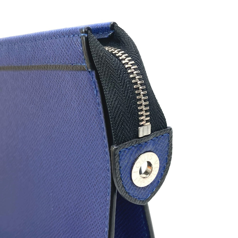 LOUIS VUITTON business bag M30575 Taiga Leather blue Taiga Pochette Voyage MM mens