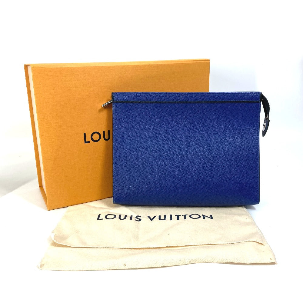 LOUIS VUITTON business bag M30575 Taiga Leather blue Taiga Pochette Voyage MM mens