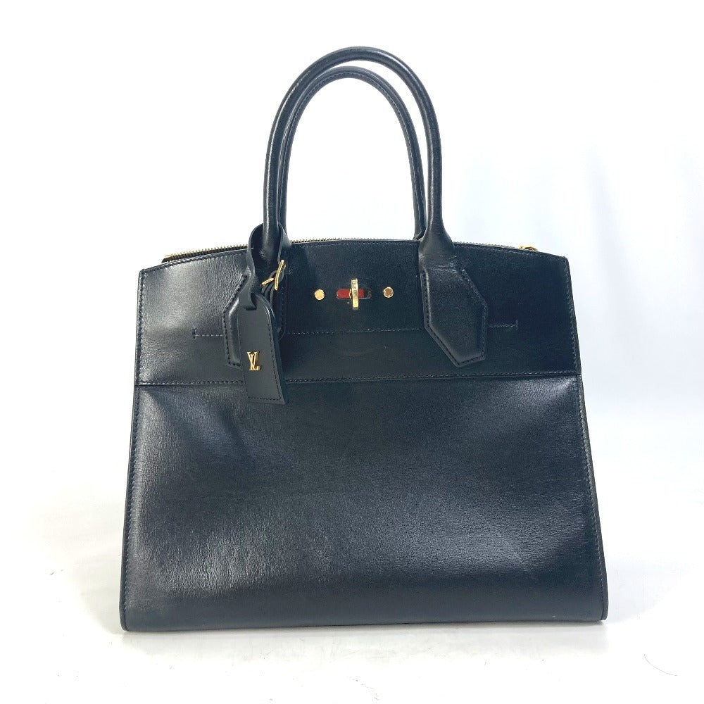 LOUIS VUITTON Handbag leather black Bag City Steamer MM Women