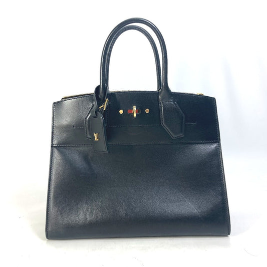 LOUIS VUITTON Handbag leather black Bag City Steamer MM Women