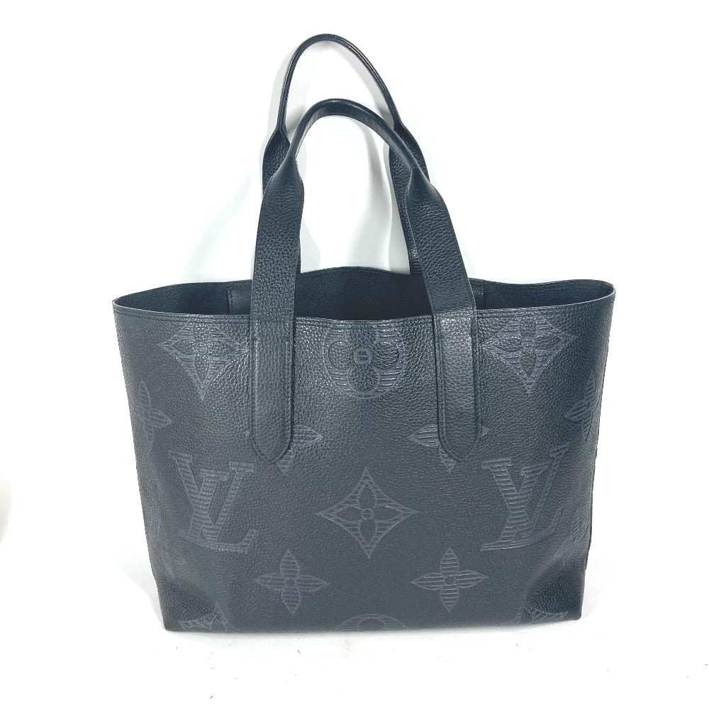 LOUIS VUITTON Shoulder Bag leather black Monogram Giant Shadow Hippo Voyage NV mens