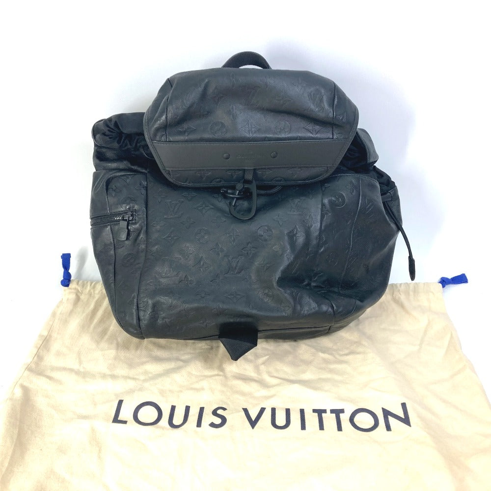 LOUIS VUITTON Backpack leather black Monogram shadow Discovery backpack