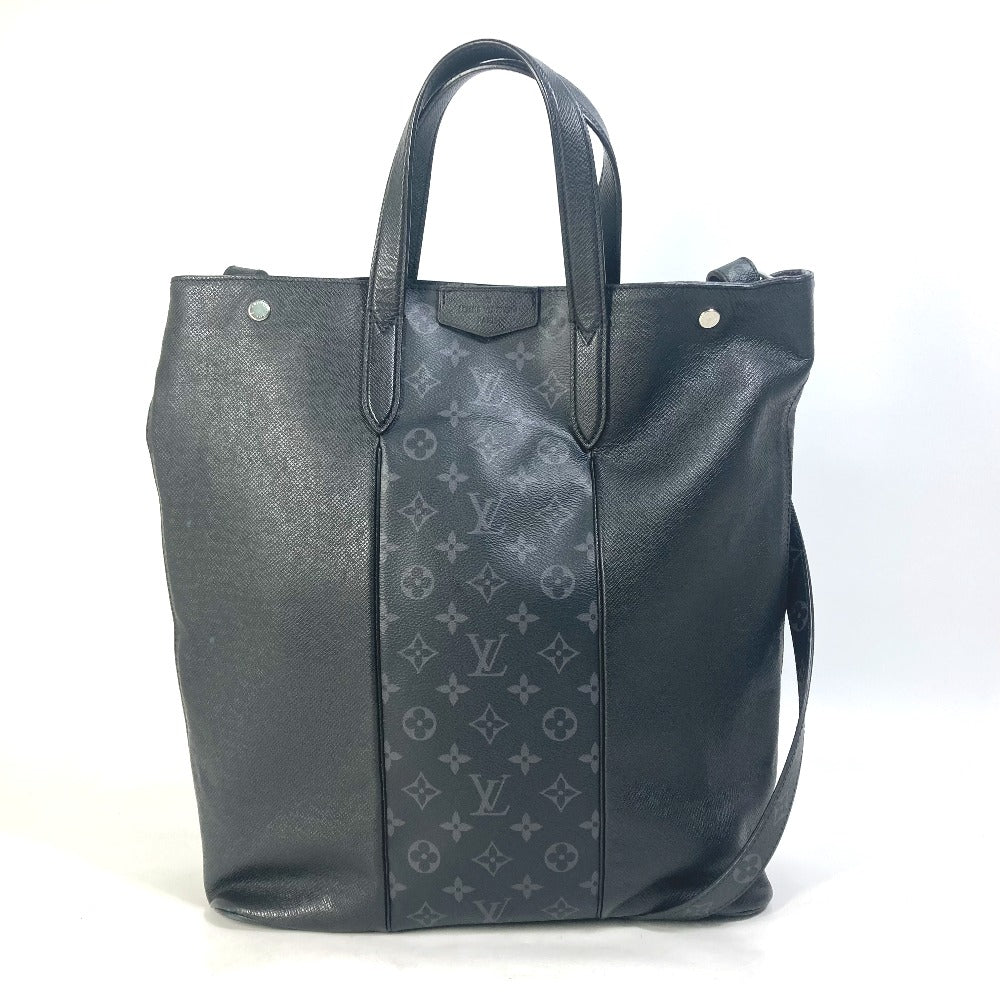 LOUIS VUITTON Tote Bag Taiga Leather, Monogram Eclipse Canvas black Taigalama City tote mens