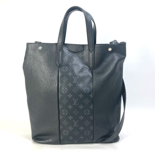 LOUIS VUITTON Tote Bag Taiga Leather, Monogram Eclipse Canvas black Taigalama City tote mens